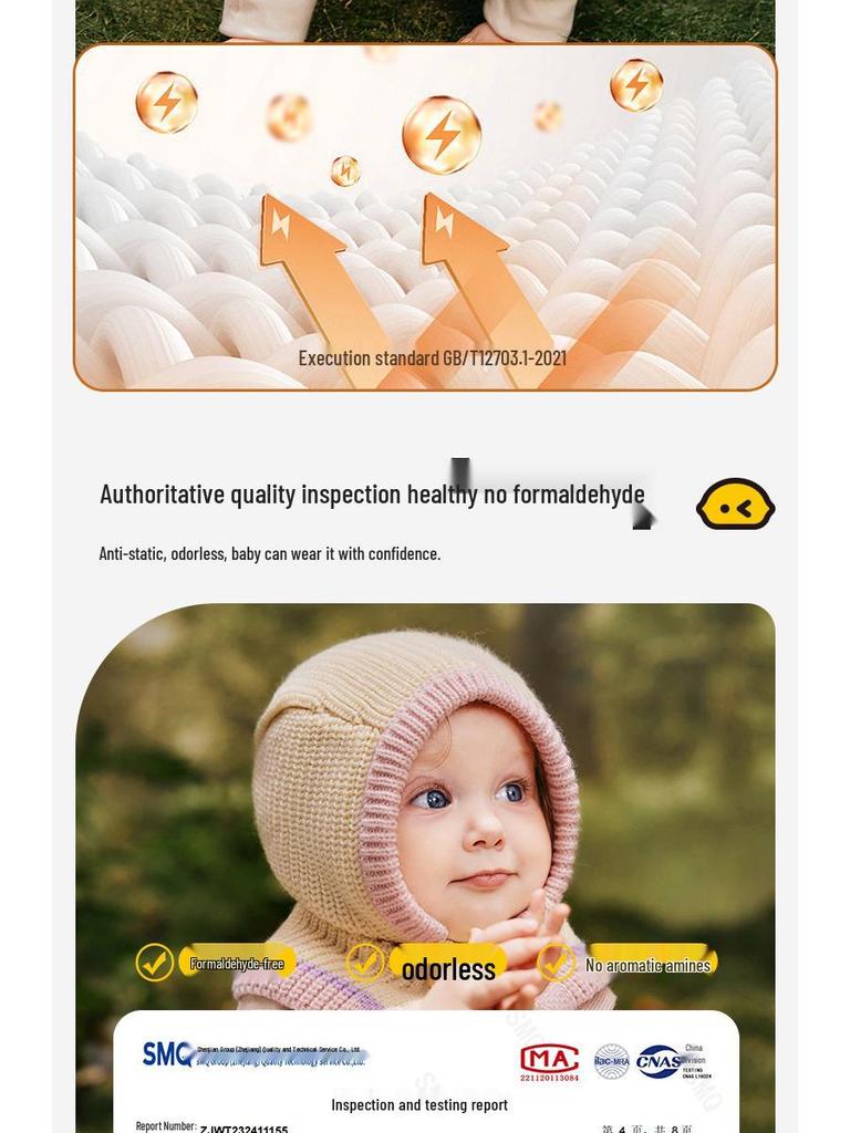 Lemon Baby Wool Knit Hat & Shawl Set - Warm, Windproof Autumn/Winter Infant Cap
