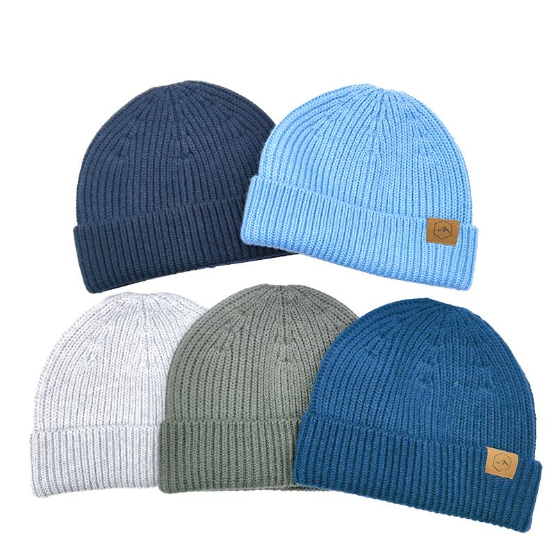 Recycled Acrylic Knit Short Cuff Trawler Winter Watch Cap Docker Hat Fisherman Beanie