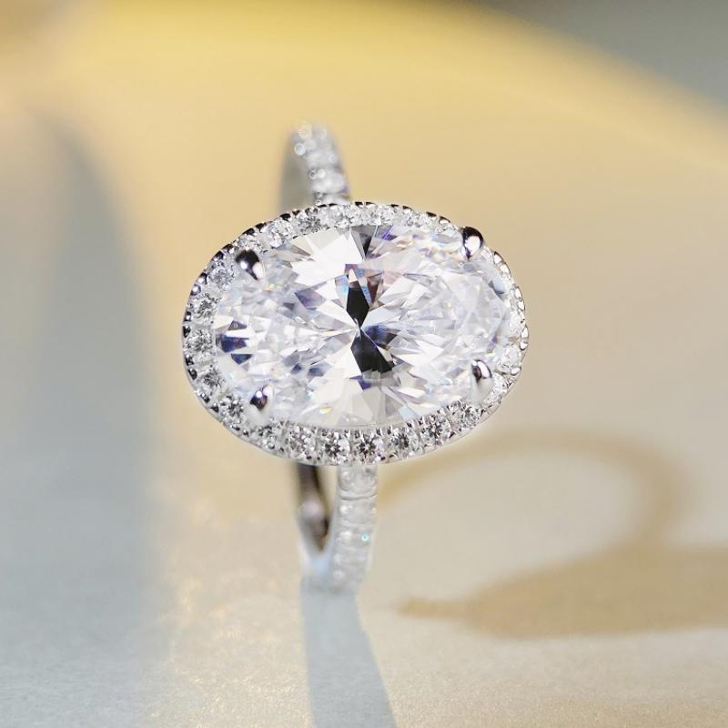 Tancise S925 Sterling 8*12 High Carbon Finger Female Pigeon Eggs Full Diamond