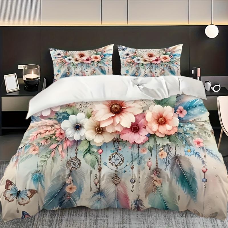 Comforter 3D Floral Pattern Queen Size Four Seasons Bedding Set Home Decor Room Decor 3 Piece Set With 2 S