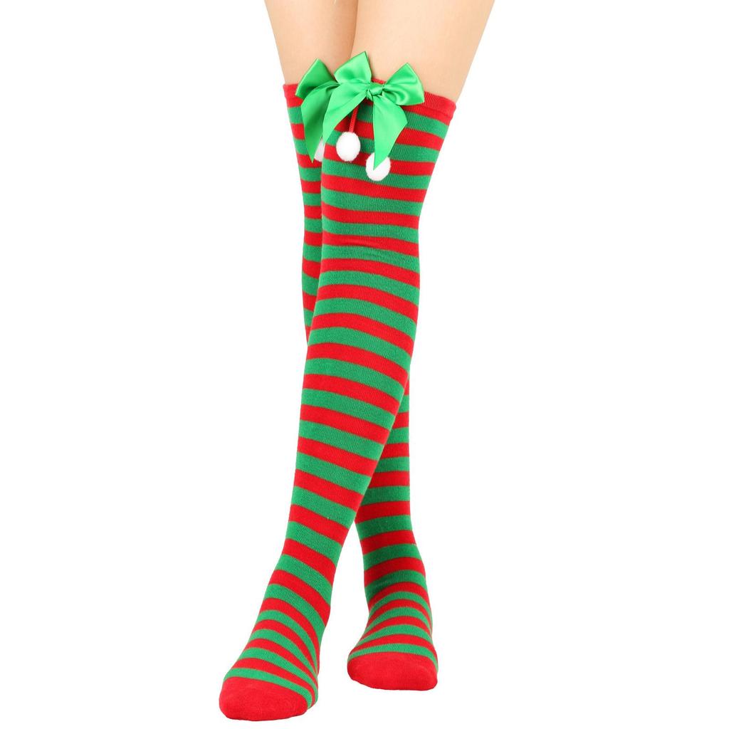 Weihnachten Overknee-Oberschenkelstrümpfe, kniehoch, warmer Strumpf, Damen-Stiefelsocke, Beinwärmer, hohe Socken für den täglichen Gebrauch, Weihnachten, Party, Cosplay