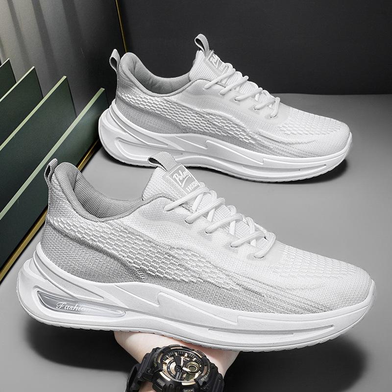 

Internet celebrity men s shoes 2025 spring breathable fly-woven mesh running shock-absorbing sports shoes men s black casual travel shoes 45