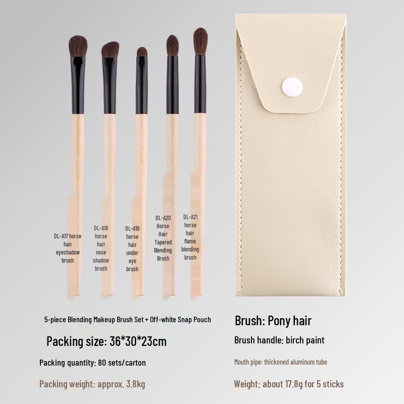5/8-Piece Eye Brush Set: Pony Hair Blending, Luminous Wood Handle, Slanted Eyebrow, Eyeshadow, Concealer Brushes