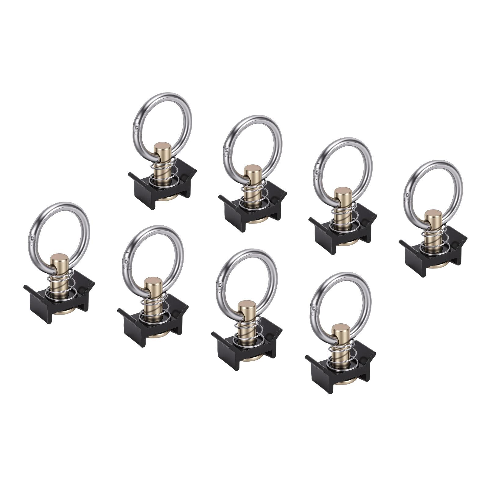 

8pcs L Track Single Stud Fitting with Round Ring 4,000 Lbs Reusable L Track Rail Tie Down O Ring for Truck Bed Trailer чёрный
