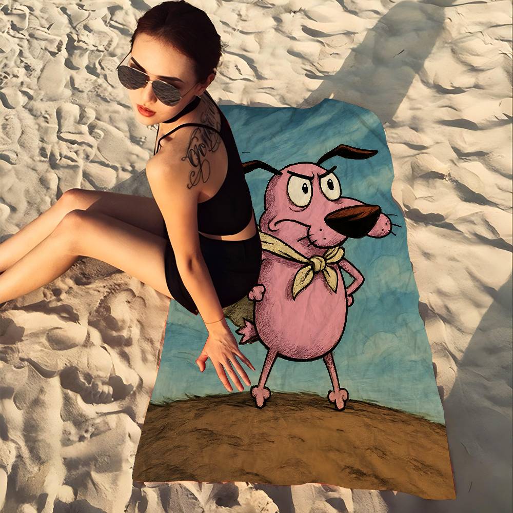 Cartoons C-Courage The Cowardly Dog Bath Towel Microfiber Soft Water Absorbing Breathable For Girl Kids Decorative Beach Towel