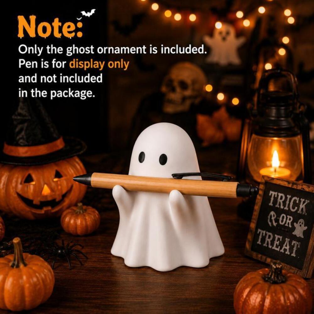 Xiaomi Cute White Ghost Pen Holder, Halloween Themed Desktop Ornament, Ideal Decor for Office Daily Desk