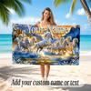 Horse Theme Quick Dry Beach Towel Custom Name Text Print Large Sand Resistant Towel Beach Vacation