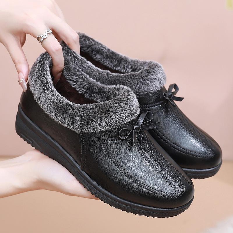 Shoes winter velvet cotton shoes women's winter leather shoes soft sole warm middle-aged non-slip elderly shoes middle-aged