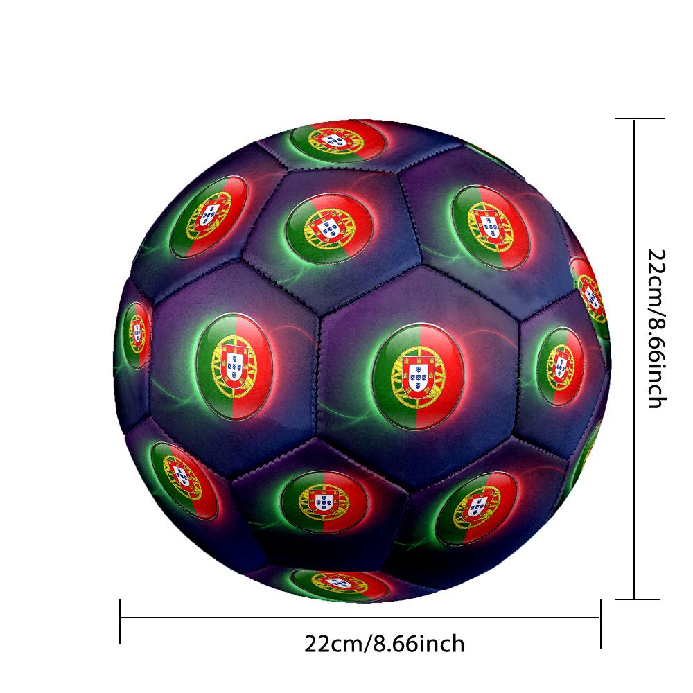 Portugal Football Printed Size 5 Soccer Ball Wear Resistant Standard Adult Training Football Fan Gift for Indoor Outdoor Match Sports