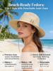Womens Boho Straw Hat Fedora Wide Brim Beach Cap With Rb Monogram Chain Strap Summer Outdoor Hat Festival Travel Sombrero Paper