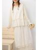 Spring Japanese Literary Lace Collar Knit T-shirt: Loose Embroidered Pure Cotton Layered Top for Women