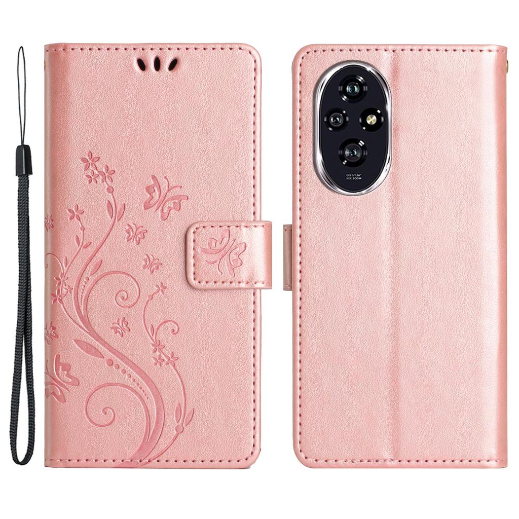 For Honor 200 Pro 5G Case Butterfly Flower Pattern Leather Phone Wallet Cover