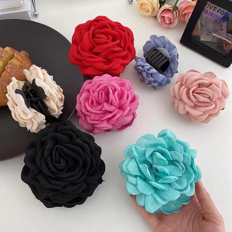 1/2/6pcs Stereoscopic Rose Flower Hair Clip Fpr Women Elegant Back of The Head Hair Shark Clip able Girl Hair Accessories