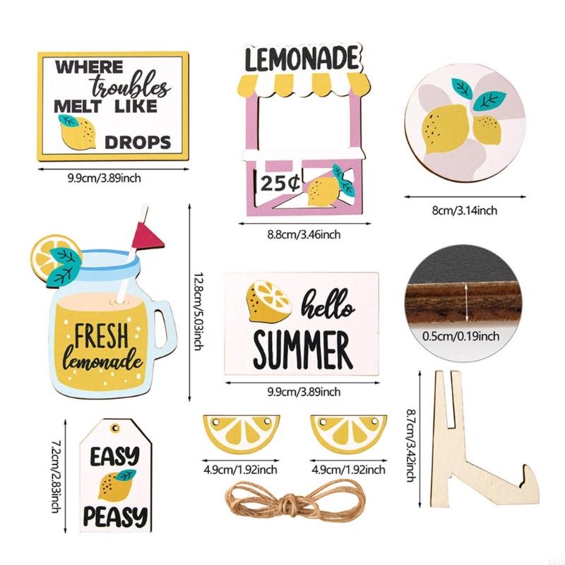 KX4B 1Set Lemon Tiered Tray Decor Party Background Decor for Indoor Outdoor Garden Yard Party Decoration