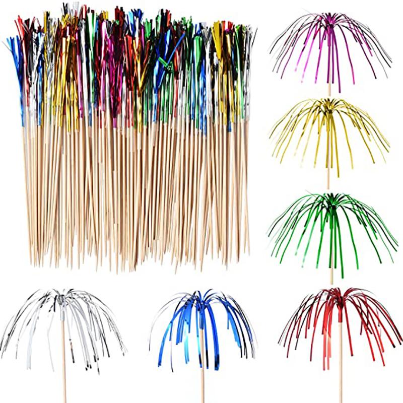 100Pcs Firework Cocktail Picks Cupcake Toppers Drink Appetizer Toothpicks New