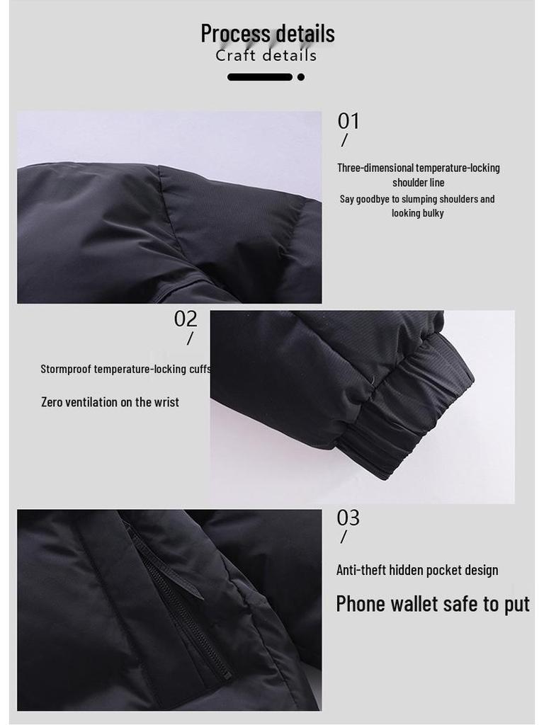 Trendy Warm Stand Collar Solid Color Down Jacket