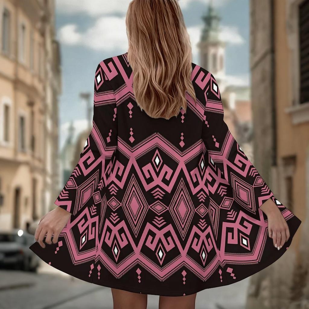 Women's Retro Kilim Motif 3D Print Long Sleeve Open Front Cardigan, Casual Loose Fit Lightweight Street Style Outerwear