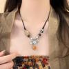 2025 New Antique Ceramic Beaded Necklace Women's New Chinese Retro Woven Neck Chain National Style Hanfu Collarbone Chain