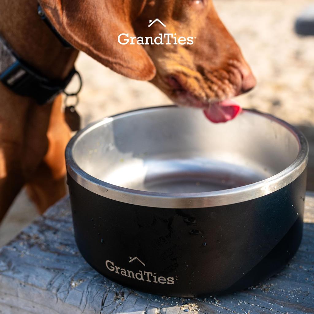 GRANDTIES Vacuum Insulated Pet Bowl, 1890ml, Color Granberry, for Dogs and Cats, Stylish Premium Pet Bowl, Keeps Food Hot and Cold, with Non-Slip