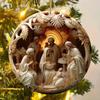 Christmas Nativity Scene Acrylic Metal Painting, Jesus Wall Art Decor, Christmas Tree Hanging Ornament