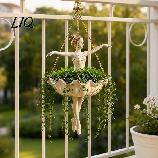 Artistic Hanging Planter Ballet Dancer Planter, Cute Resin Ballerina Plant Pot, Elegant Holder for Trailing Vines Succulents Spider Plants Pot