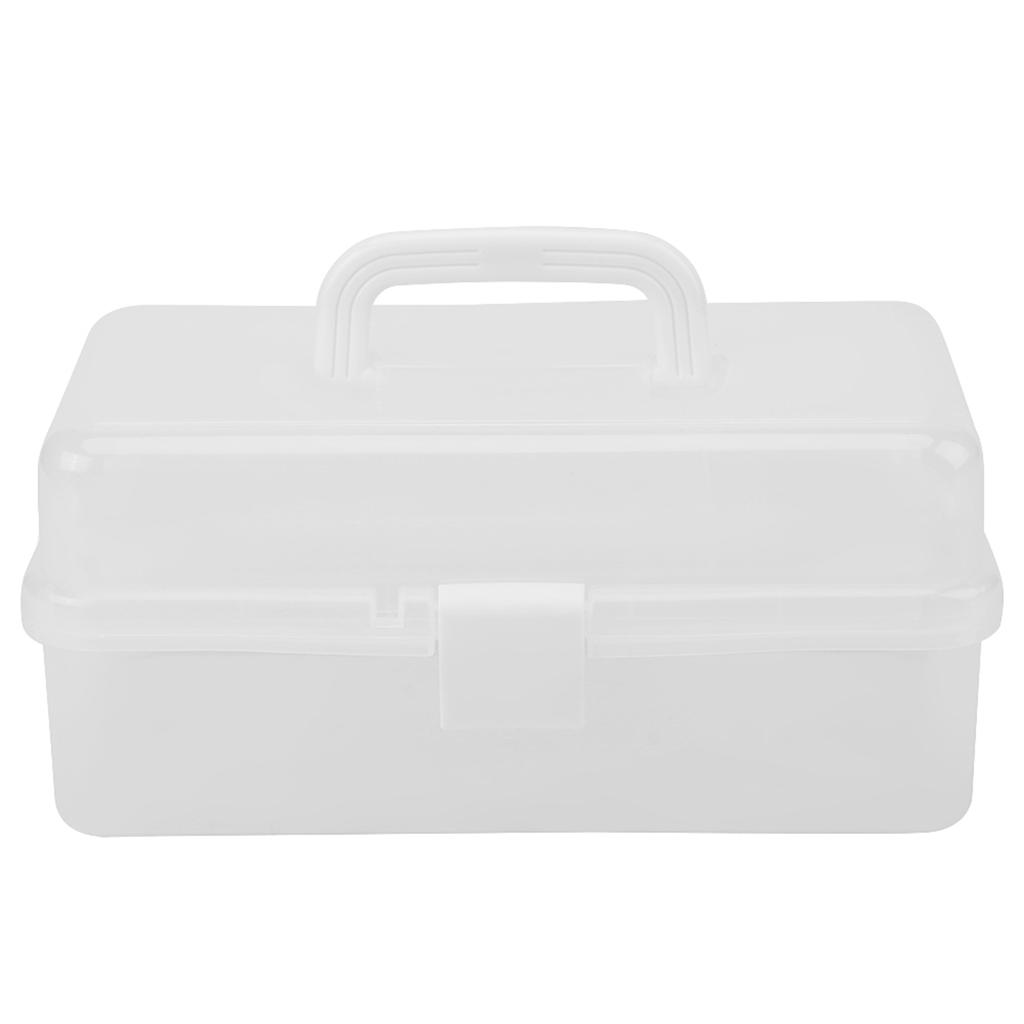 Plast Vikbar Tre Lager Förvaringslåda Verktygsorganisatör Behållare Fodral med Handtag Genomskinlig