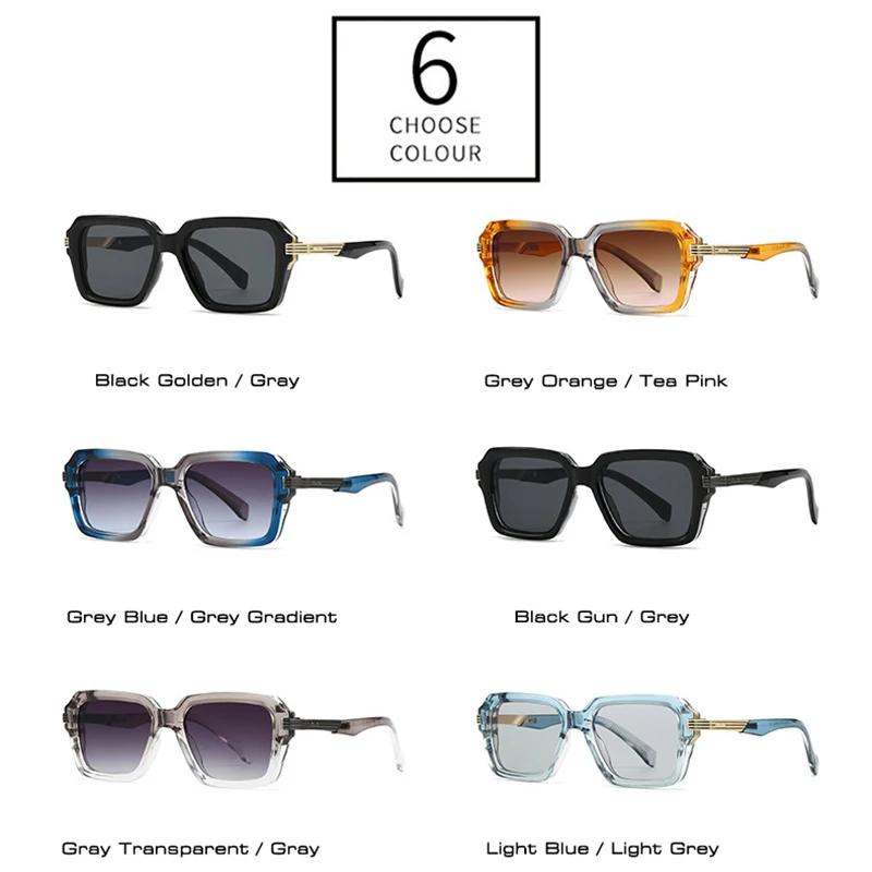  Retro Square Men Double Color Sunglasses Fashion Rivets Women Blue Gradient Shades UV400 Trending Punk Sun Glasses
