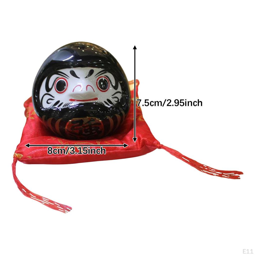 Ceramic Daruma Piggy Bank Desktop Decor Doll Japanese Figurine Saving Pot for Cafe
