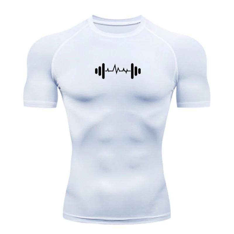 Men's Compression Shirt Gym Workout Breathable Sport Quick Dry Fashion Tight Jogging Training Fitness Elasticity Tops Tee Summer T-Shirts