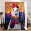 Cozy Llama At Sunset Print Blanket Soft and Cozy Perfect for the Living Room Bed Sofa or a Nap,gift