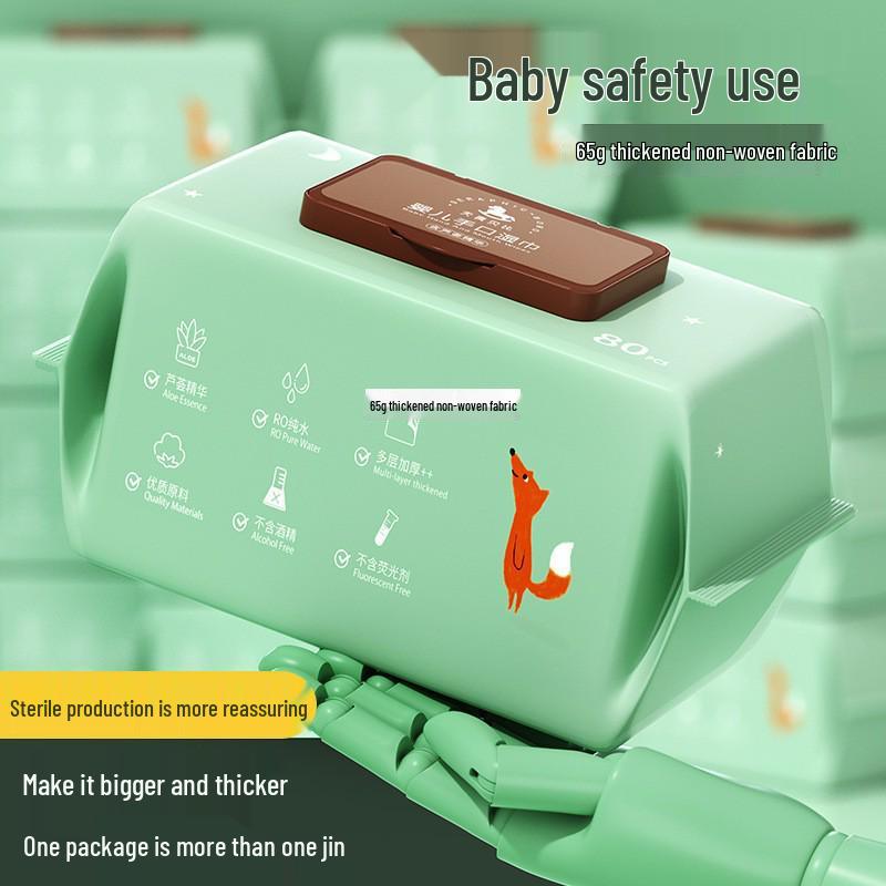 80-Count Portable Baby Hand & Mouth Wipes - Pure Water, Disposable, Household Cleaning