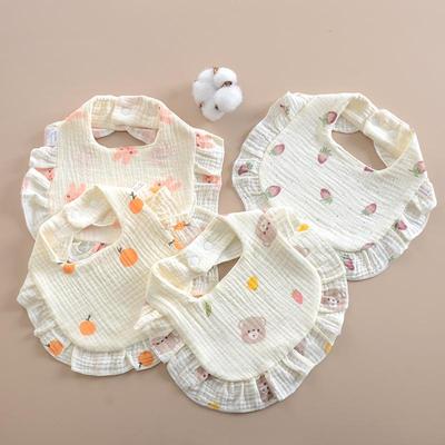 Korean Style Baby Bib: 6-Layer Pure Cotton Gauze with Lace, Cute, Soft & Absorbent