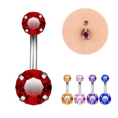 Röda CZ Crystal Belly Button Rings 14G Rostfritt Glänsande Zirkon Drop Dingle Body Belly Piercing Smycken för kvinnor Beach Navel Rings