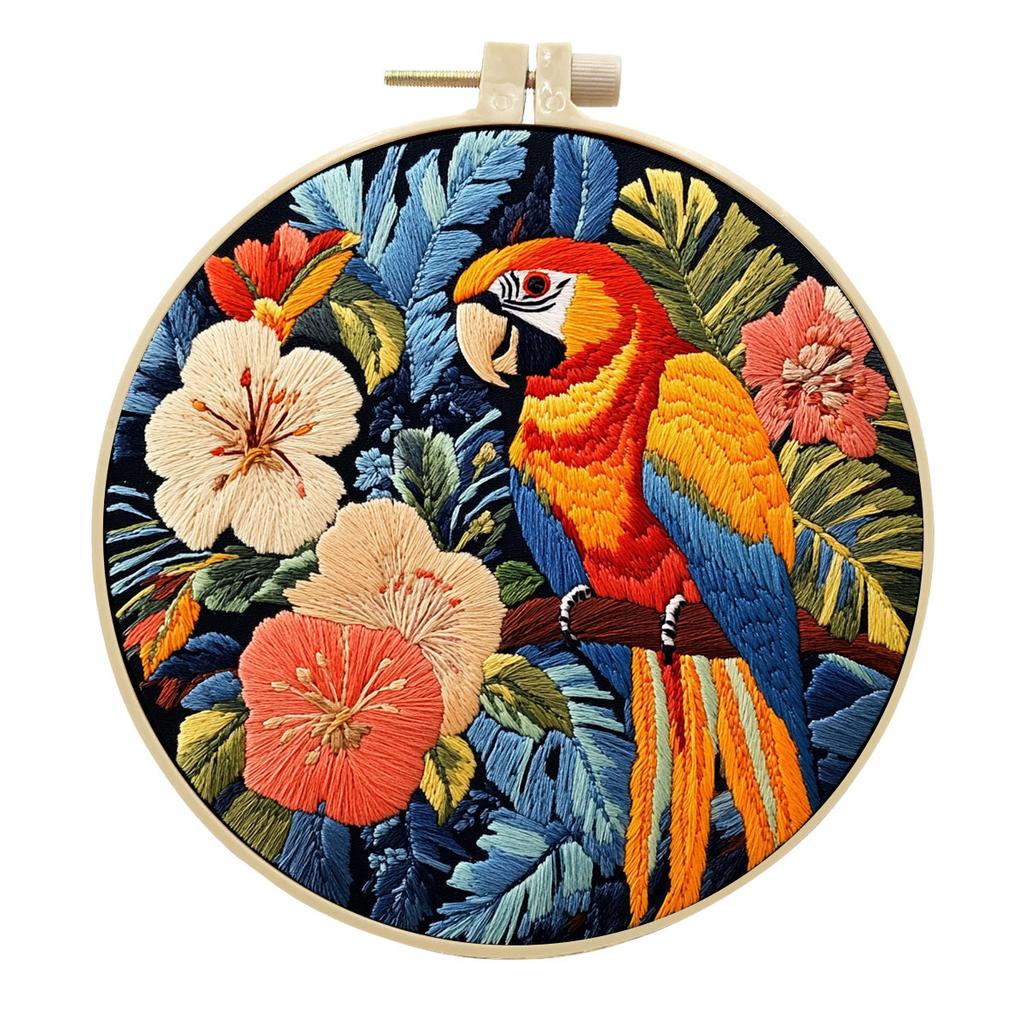 1Pc Parrot DIY Embroidery Handmade Fabric Material Kit, Suitable for Embroidery Hobby Beginners