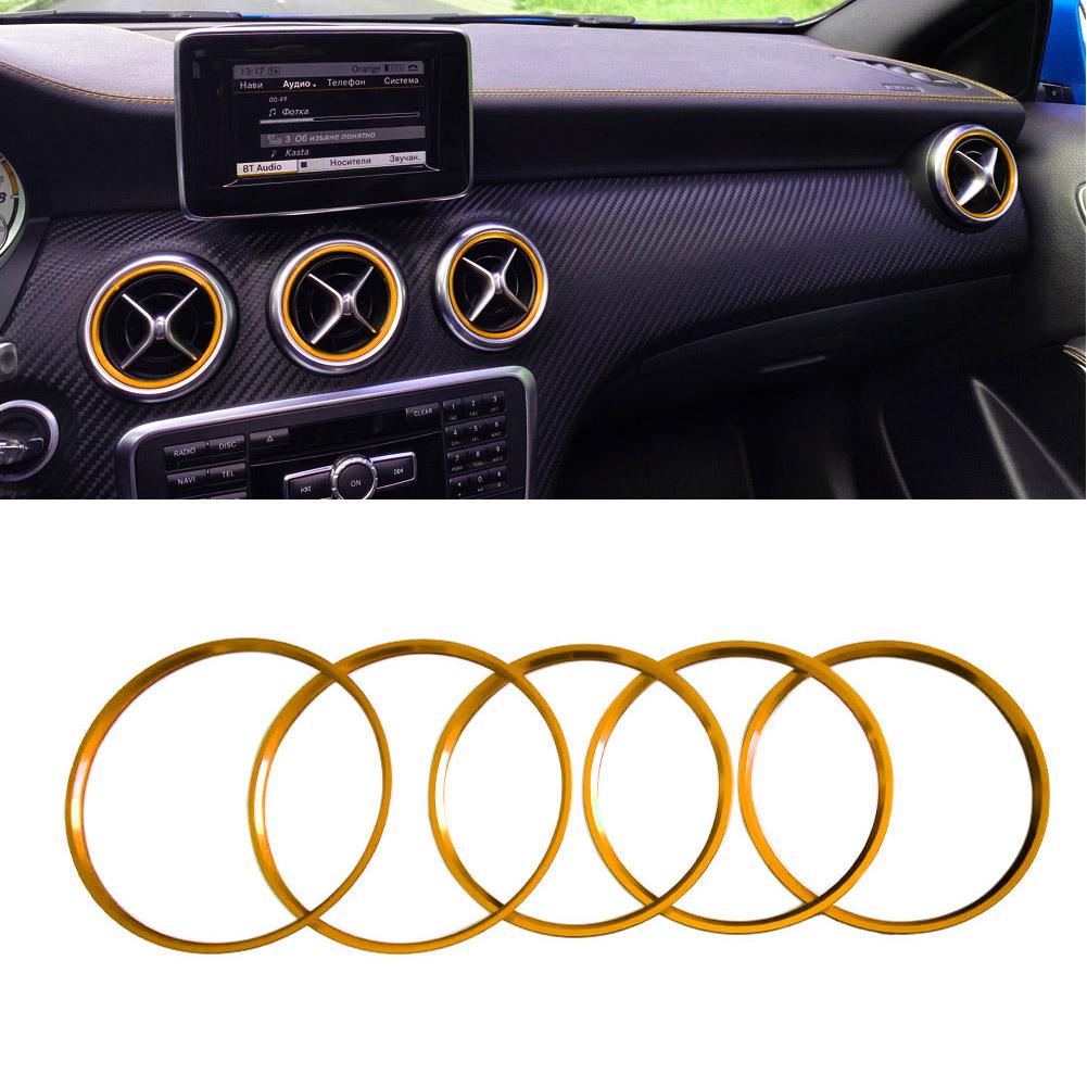 

5 шт./компл. вентиляционное кольцо для кондиционера, декоративная накладка для Mercedes Benz AB GLA CLA Class W176 W246 C117 X156 2013-2019 GLA class золотой