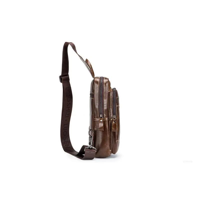 LAOSHIZI Brand 2024 Genuine Leather Men Messenger Bag Casual Crossbody Bag Fashion Men's Handbag Men Chest Bag Male Shoulder Bag