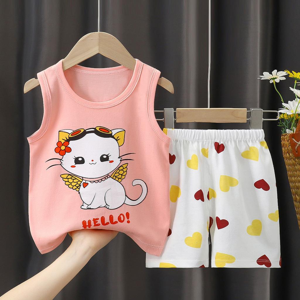 Children's Vest Set Boys' Shorts Summer Cotton New Baby Clothes Girls' Summer Clothes Summer Clothes Children's Clothes