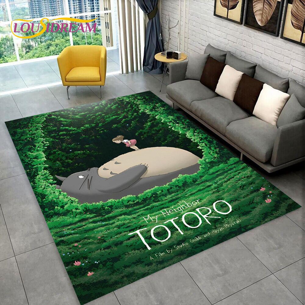Cartoon My Neighbor T-Totoro Anime Area Rug,Carpet Rug for Living Room Bedroom Sofa Doormat Decoration,Kid Non-slip Floor Mat 3D