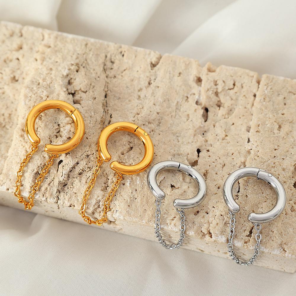 Simple and compact ear clip without ear piercing female titanium steel ear bone clip niche design