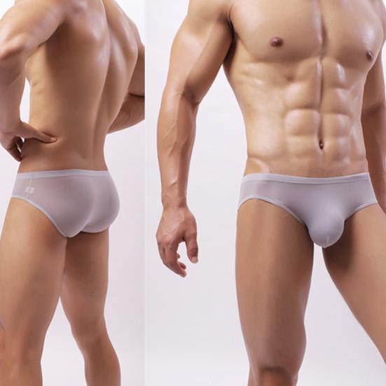 Men Briefs Ice Silk Low Waist Solid Color Ultra Thin Seamless Quick Dry Underpants Panties Underwear for Daily Wear