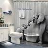 1pc & Adult Elephant with Bathtub Shower Curtain - Black-and-White Photography Design, Minimalist Bathroom Decor, Durable Polyes