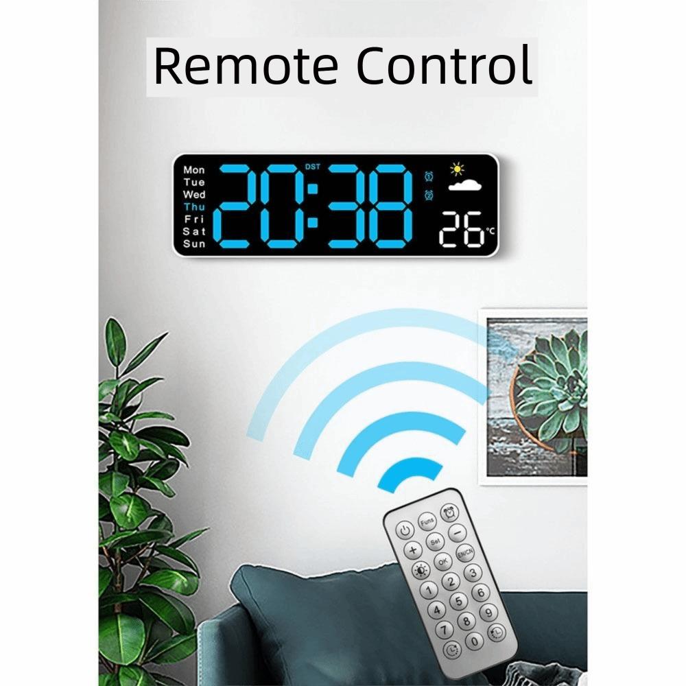 Large Screen Alarm Clock Temperature Humidity  Display LED Clock Digital Wall Clock  Living Room