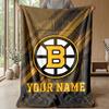 Boston Bruins Custom Flannel Throw Blanket Print Your Name Text Soft Warm Blanket Holiday Present