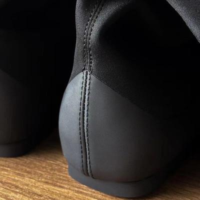Minimalist Row Style Pointed Head High Boots Women's Autumn and Winter Knight Boots Flat Bottom Long Elastic Socks Boots Stacking Boots