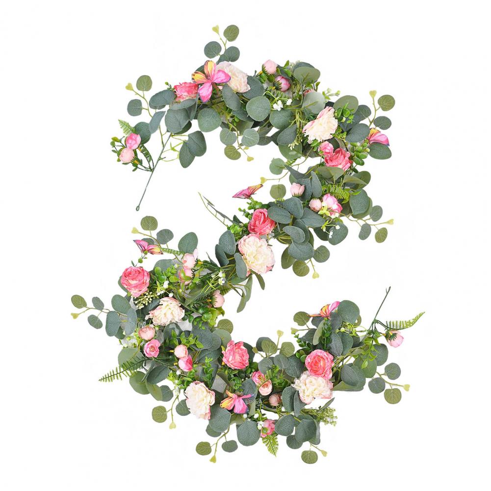 

Artificial Eucalyptus Garland with Peony Flower Faux Floral Greenery Garland for Wedding Party Table Centerpiece Backdrop Decor рожевий