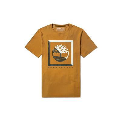 Outdoor Casual Color Block Printed Crew Neck Short Sleeve T-Shirt Men Tops Wheat A24X3-P47