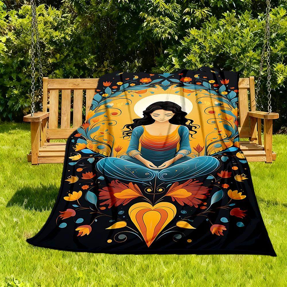 

1PC Meditation, Serenity Outdoor Blanket Lightweight Flannel, Soft & Warm, All-Season Use for Sofa, Outdoor, Camping, Living Room, Office64 130cmx150cm