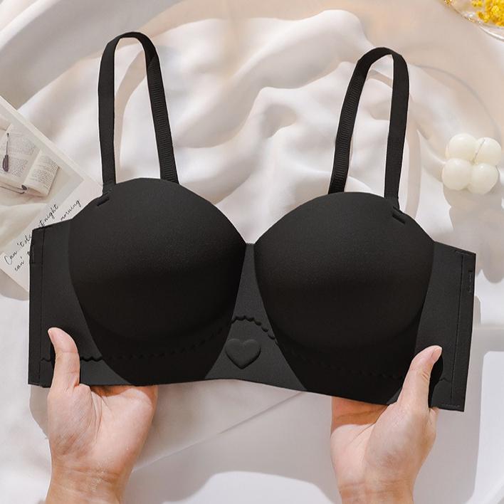 Seamless Lingerie Women's Gathering Top Support No Steel Coil Bra Breast Retraction Anti-sagging Half-cup Bra