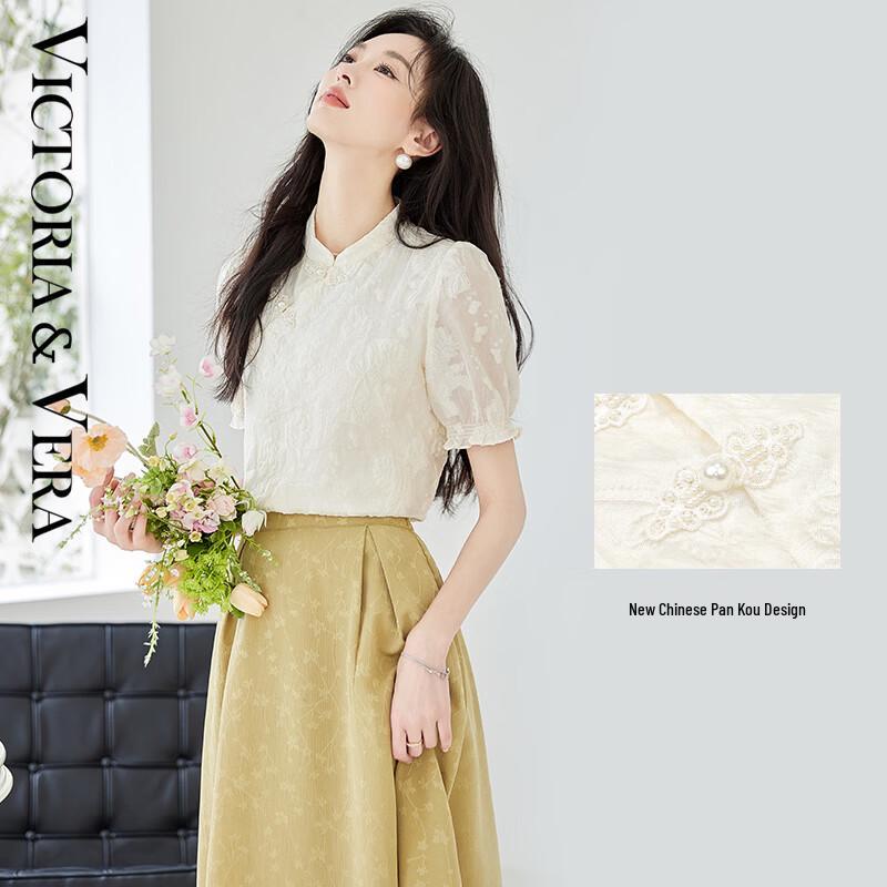 

VICTORIA&VERA New Chinese Style Jacquard Short-Sleeve Shirt M