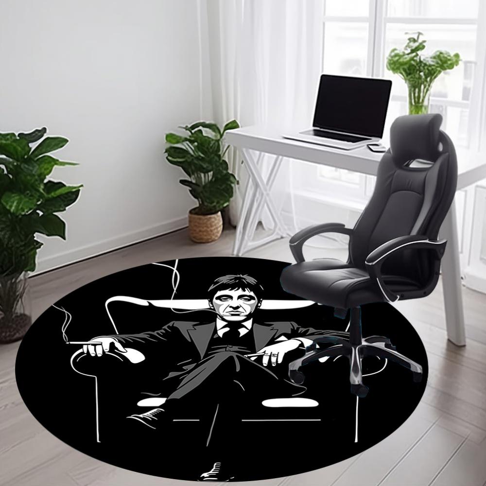 1pc Scarface Carpet, Round Non-Slip Durable Large Size Office Carpet, Suitable for Office, Beautiful Decoration